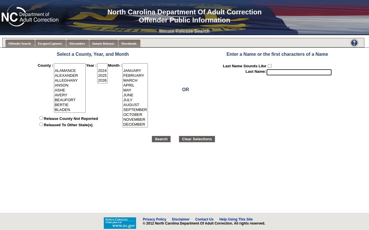 NCDAC projected and actual release search for Transylvania County records