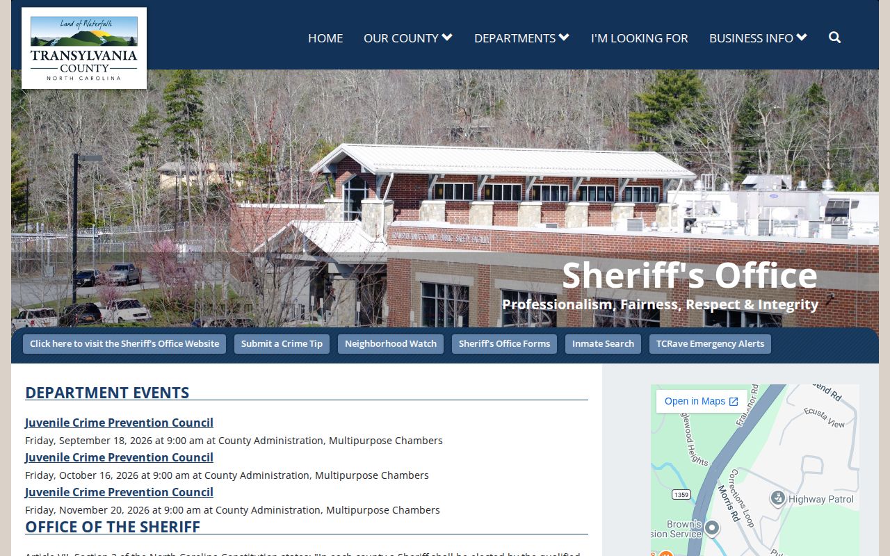 Transylvania County Sheriff and Detention Center contact information