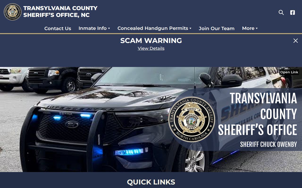 Transylvania County Sheriff app inmate information menu for release checks